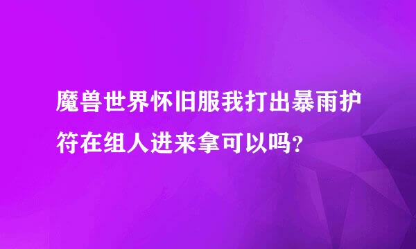 魔兽世界怀旧服我打出暴雨护符在组人进来拿可以吗？