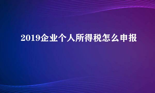 2019企业个人所得税怎么申报