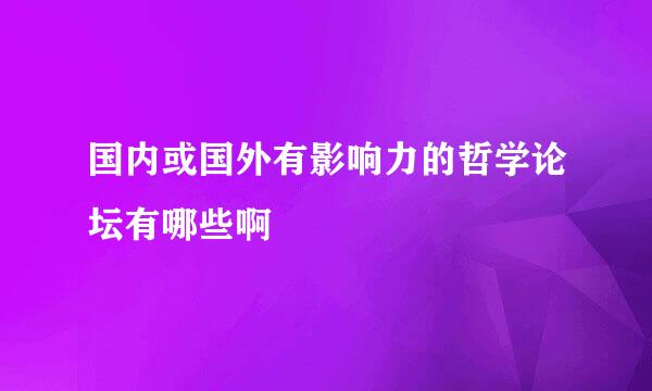 国内或国外有影响力的哲学论坛有哪些啊