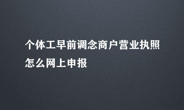 个体工早前调念商户营业执照怎么网上申报