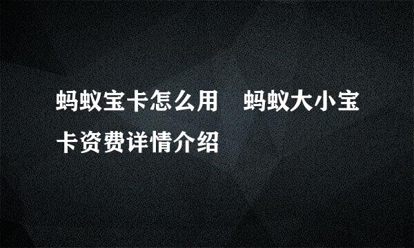 蚂蚁宝卡怎么用 蚂蚁大小宝卡资费详情介绍