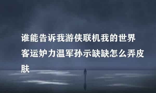 谁能告诉我游侠联机我的世界客运妒力温军孙示缺缺怎么弄皮肤