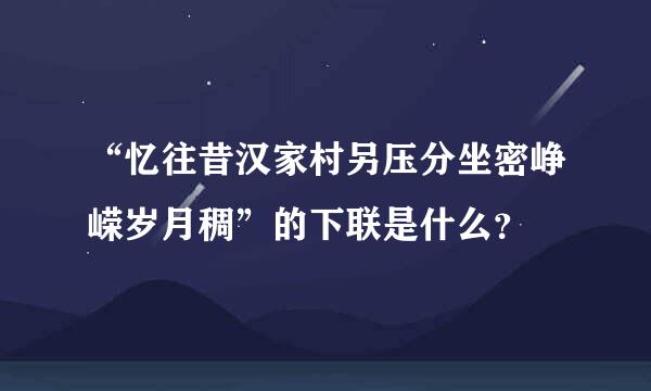 “忆往昔汉家村另压分坐密峥嵘岁月稠”的下联是什么？