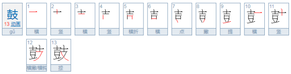 鼓字的偏旁部首是什么