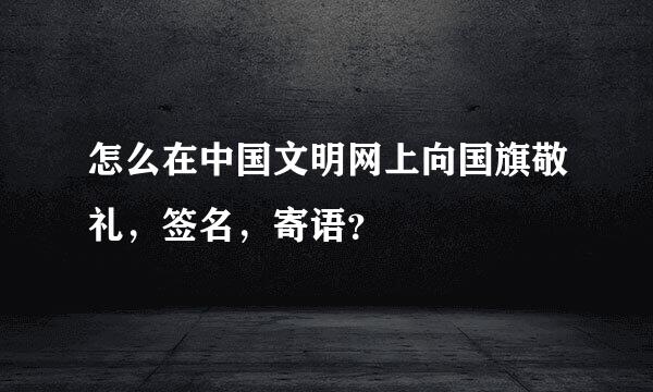 怎么在中国文明网上向国旗敬礼，签名，寄语？