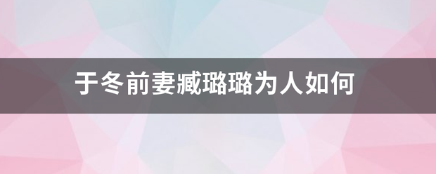 于冬前妻臧来自璐璐为人如何