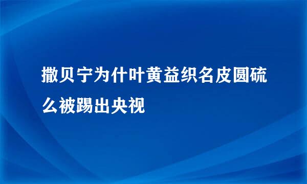 撒贝宁为什叶黄益织名皮圆硫么被踢出央视