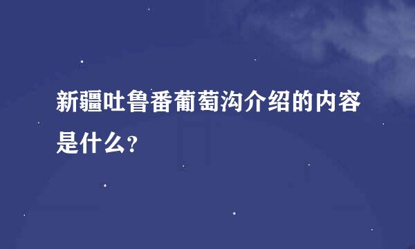 新疆吐鲁番葡萄沟介绍的内容是什么？