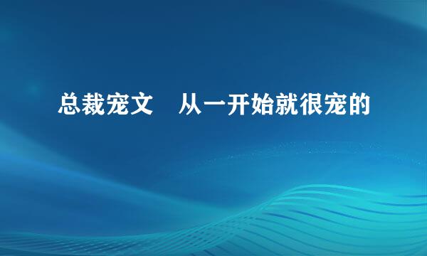 总裁宠文 从一开始就很宠的