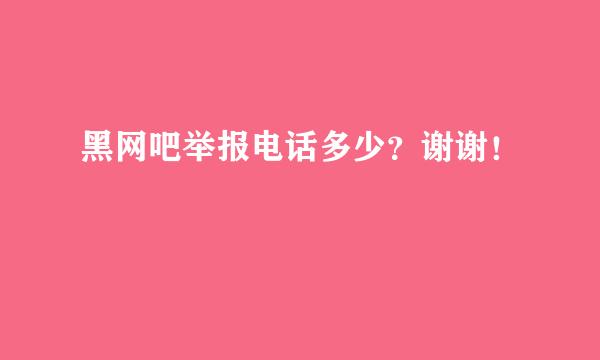 黑网吧举报电话多少？谢谢！