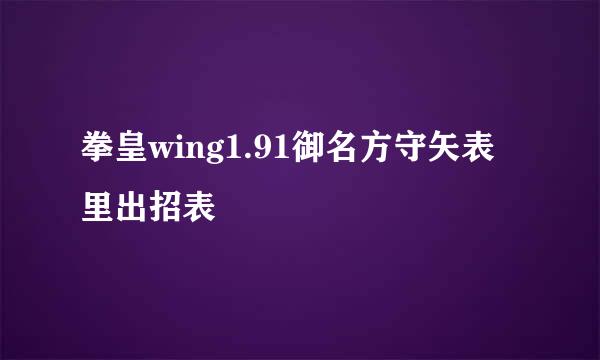 拳皇wing1.91御名方守矢表里出招表