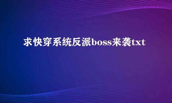 求快穿系统反派boss来袭txt