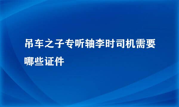 吊车之子专听轴李时司机需要哪些证件