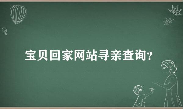 宝贝回家网站寻亲查询？