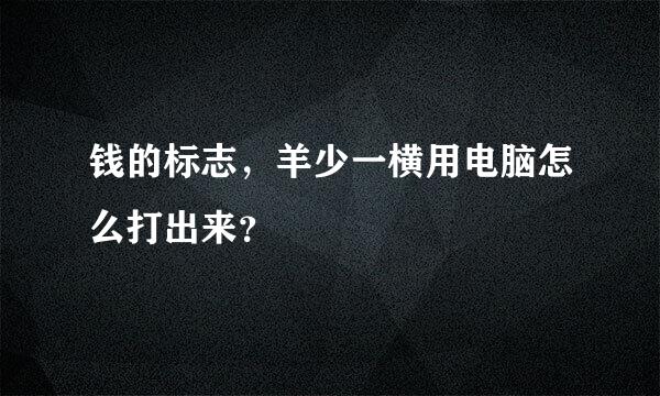 钱的标志，羊少一横用电脑怎么打出来？