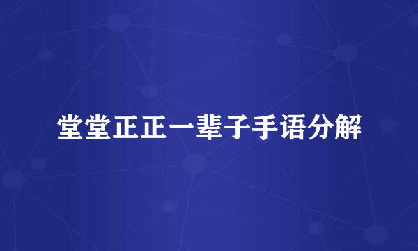 堂堂正正一辈子手语分解