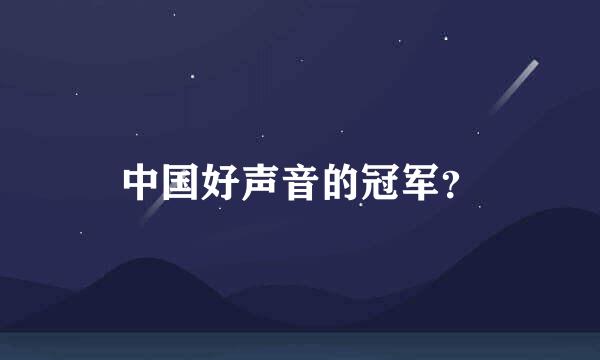 中国好声音的冠军？