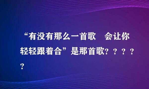 “有没有那么一首歌 会让你轻轻跟着合”是那首歌？？？？？