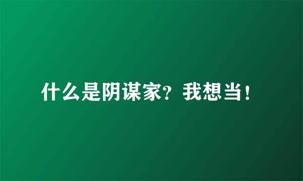 什么是阴谋家？我想当！