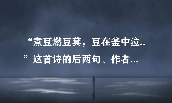 “煮豆燃豆萁，豆在釜中泣..”这首诗的后两句、作者、来自全诗意思是什么？