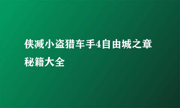 侠减小盗猎车手4自由城之章秘籍大全