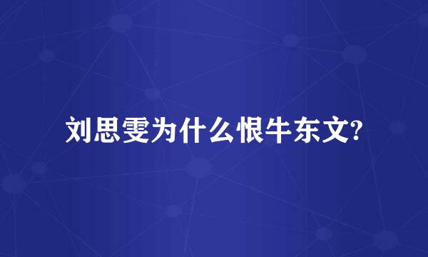 刘思雯为什么恨牛东文?