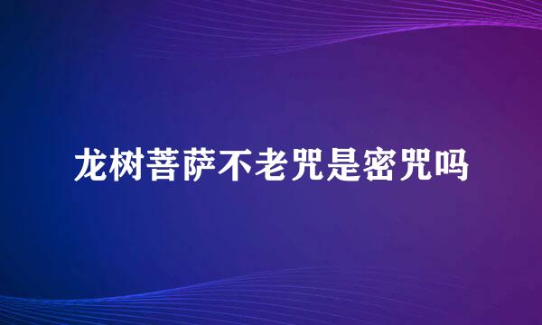 龙树菩萨不老咒是密咒吗