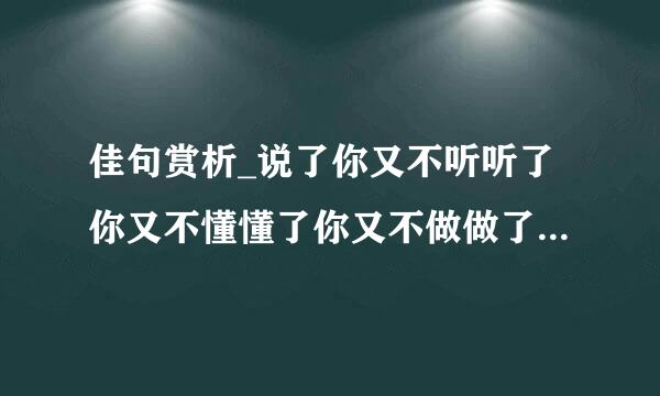 佳句赏析_说了你又不听听了你又不懂懂了你又不做做了你又做错错了你又不认认了你又不改改了你又不服不服你又不说！你要我怎样说你呢？ 原作者 出处 出自 | 句子迷