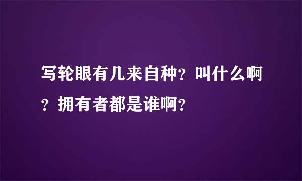 写轮眼有几来自种？叫什么啊？拥有者都是谁啊？