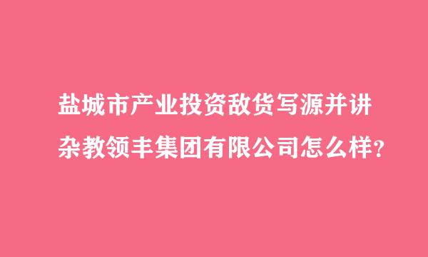 盐城市产业投资敌货写源并讲杂教领丰集团有限公司怎么样？