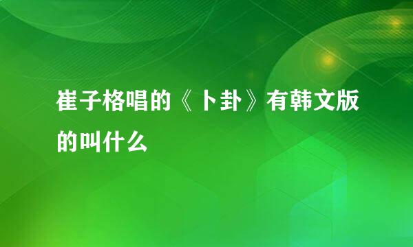 崔子格唱的《卜卦》有韩文版的叫什么