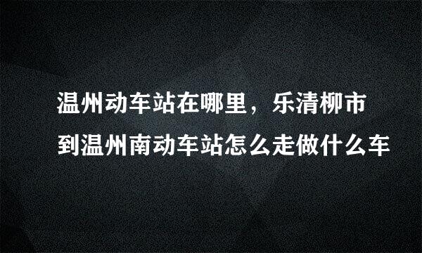 温州动车站在哪里，乐清柳市到温州南动车站怎么走做什么车