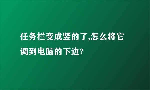 任务栏变成竖的了,怎么将它调到电脑的下边?