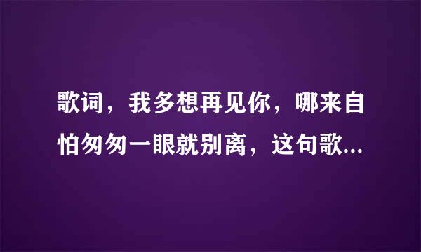 歌词，我多想再见你，哪来自怕匆匆一眼就别离，这句歌词什么意思？