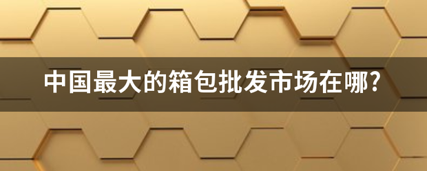 中国最大的箱包批发市场在哪?