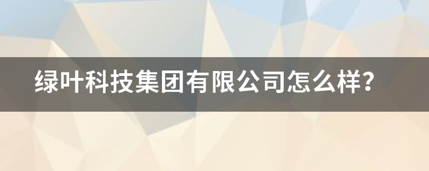 绿叶科技集团有限公司怎么样？