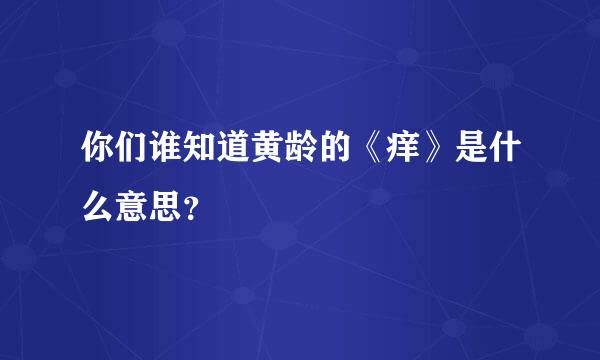 你们谁知道黄龄的《痒》是什么意思？