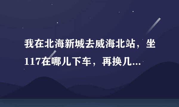 我在北海新城去威海北站，坐117在哪儿下车，再换几路车，高人给指点一下