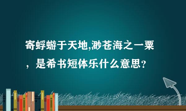 寄蜉蝣于天地,渺苍海之一粟，是希书短体乐什么意思？