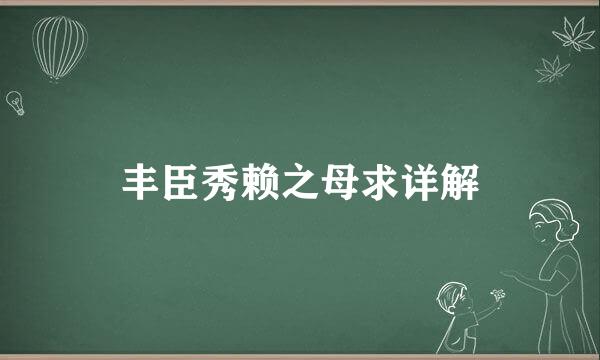 丰臣秀赖之母求详解