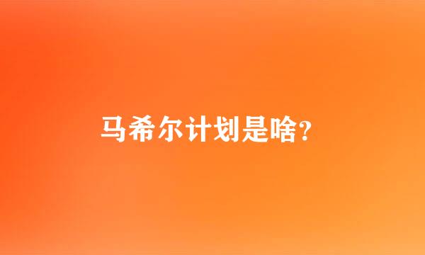 马希尔计划是啥？