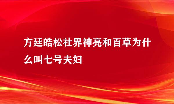 方廷皓松社界神亮和百草为什么叫七号夫妇