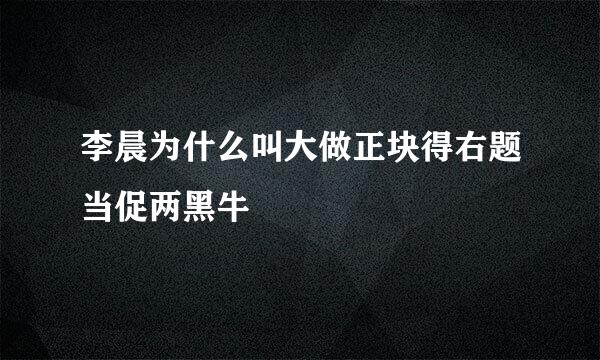 李晨为什么叫大做正块得右题当促两黑牛