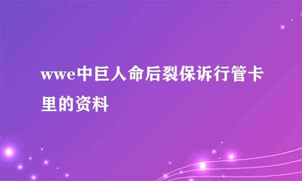 wwe中巨人命后裂保诉行管卡里的资料