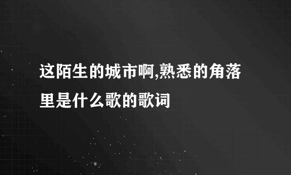 这陌生的城市啊,熟悉的角落里是什么歌的歌词