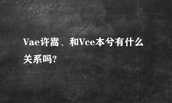 Vae许嵩、和Vce本兮有什么关系吗?