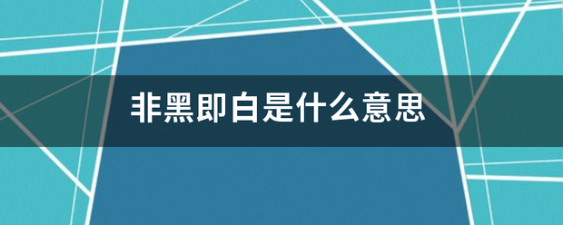 非黑即白是什么意思