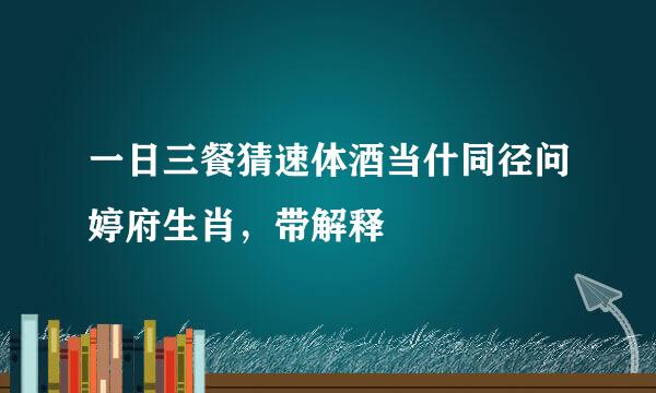 一日三餐猜速体酒当什同径问婷府生肖，带解释