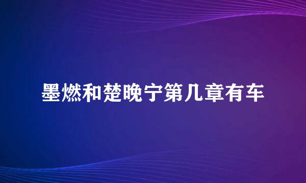 墨燃和楚晚宁第几章有车