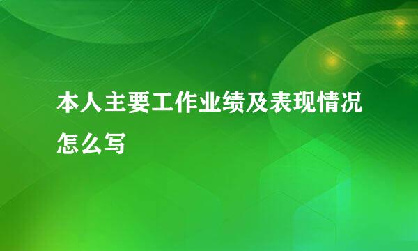 本人主要工作业绩及表现情况怎么写